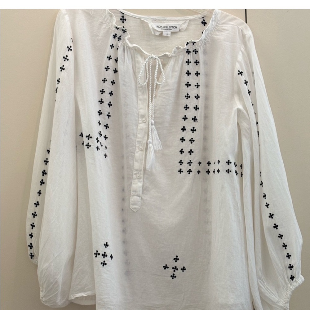 Emerson Fry BARDOT TOP - EMBROIDERED CLOUD WHITE ORGANIC Size S - Picture 4 of 9